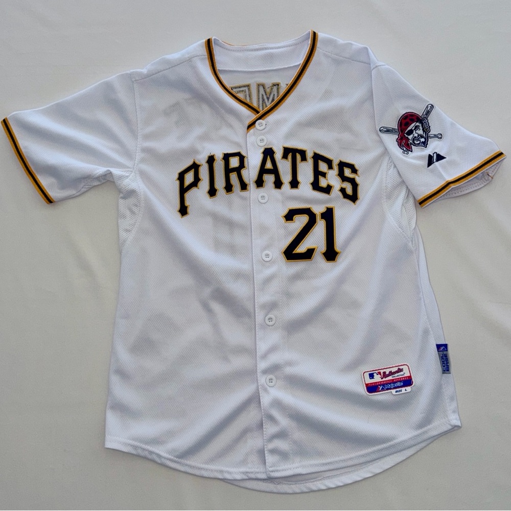 Majestic MLB Roberto Clemente #21 Button down Jersey Youth Large - Picture 2 of 5